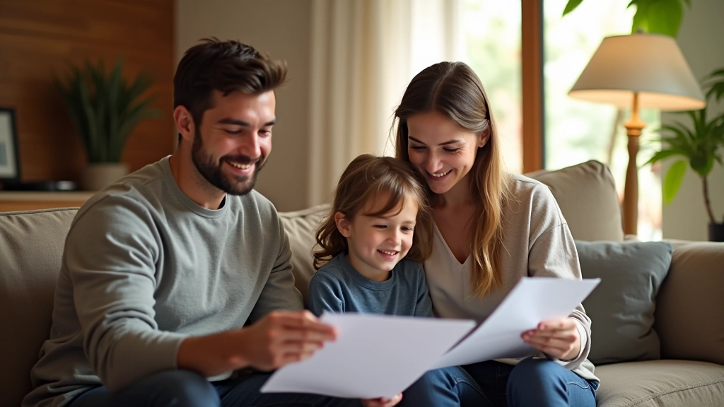 Imagen de una familia consultando planes de ahorro para vivienda